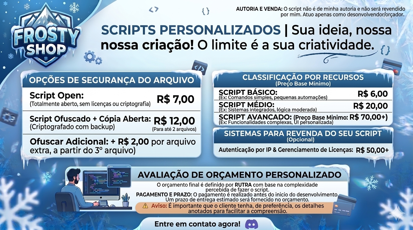 Scripts personalizados — tabela de preços